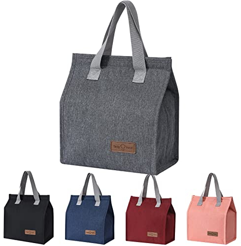 Bolsa de Almuerzo Aislada, Bolsa Térmica Porta Alimentos, Bolsa de Comida para Trabajo, Bolsa de Picnic de Enfriamiento Aislante, para Escuela Trabajo de Oficina, Senderismo, Picnics, Playa-Gris