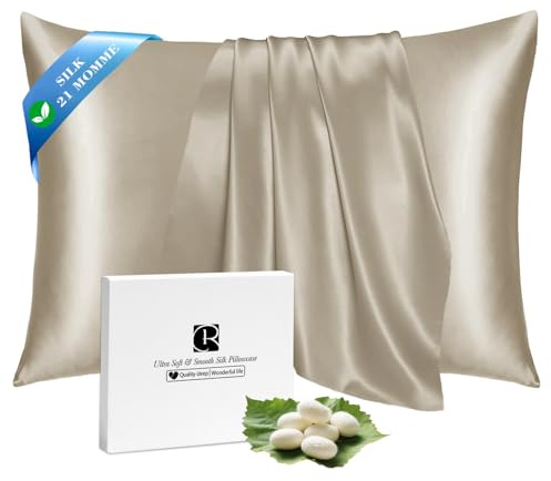 Ravmix Seidenkissenbezug 40x60 Maulbeerseide, für Haar & Haut, Taupe | Silk Pillowcase mit verstecktem Reißverschluss, mindert Knitterfalten und Frizz, natürlich kühl Atmungsaktiv Glatt, 1 Stück