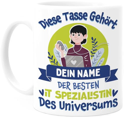 Tassenliebling® Informatikerin Tasse personalisiert - Beste IT-Spezialistin des Universums - Beidseitiger Druck - ITlerin Informatikerin Geschenke - Programmiererin Tasse - Geschenke Computer Nerds