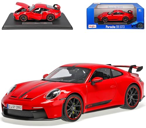 Porsche 911 992 GT3 Coupe Rot mit Streifen Neue Generation Ab 2019 Version Ab 2022 1/18 Modell Auto
