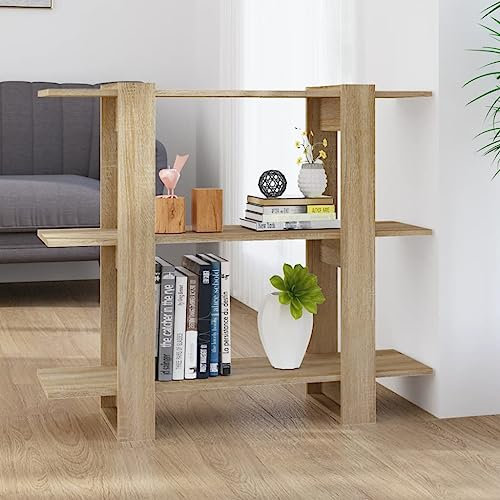 ULUYYUC Sideboard weinregal Shelf wandregale Mehrzweck-Schrank Bücherregal/Raumteiler Sonoma-Eiche 100×30×87 cmGeeignet für Büro, Arbeitszimmer, Wohnzimmer