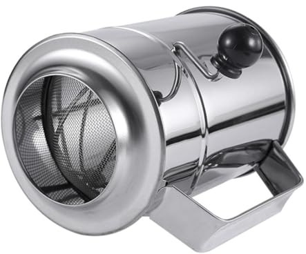Garneck Hand-Operated Powder Sieve Manual Crank Sifter Powdered Sugar Flour Sifter Stainless Steel Flour Sieve Rotary Flour Sifter Sieve Cup Kitchen Flour Filter Kitchen Flour Sifter