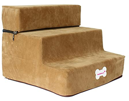 Hundetreppe,Abnehmbare Haustiertreppe 3-stufige hochwertige Hundetreppe mit abnehmbarem waschbarem Bezug, stabile Stufen für Hunde,Hundetreppe für hohes Bett