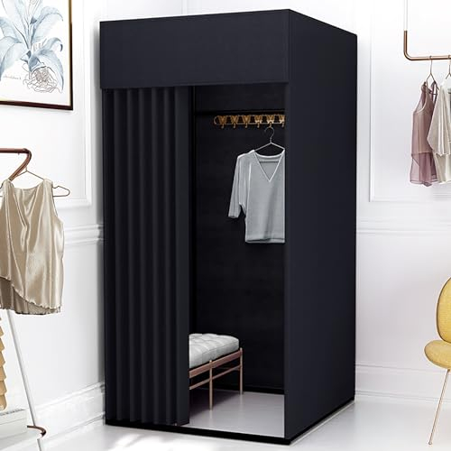 AAADRESSES Mobile Umkleidekabine FüR BekleidungsgeschäFt, TemporäRer PrivatsphäRen Raum, Mobile Umkleidekabine, Mit Sonnenschutzvorhang, FüR Outdoor AktivitäTen,01—k—black Frame,100×100cm