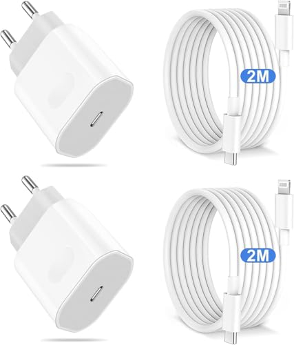 25W Schnellladegerät Ladekabel für iPhone 14/13/12/11/Pro Max/Mini/Plus/SE/Xr/X, 4-Pack USB C Ladegerät mit iPhone Schnellladekabel 2M