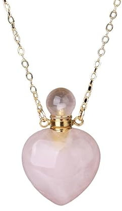 Collane di Cristallo di Quarzo Rosa Naturale Collana con Ciondolo A Forma di Cuore In Pietra di Cristallo Collana con Ciondolo A Forma di Bottiglia di Profumo Collana con Ciondolo A Forma di diffuso