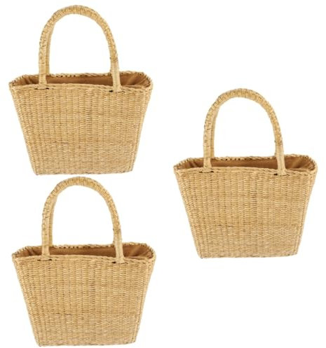 SOIMISS 3St Strohsack kleines Picknickkorb-Kostüm Strandtasche Tragetaschen für Damen Damenhandtasche cosmetic bag schmink tasche damen tragetasche Geflochtener Obstkorb Handtasche