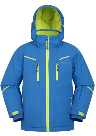 Mountain Warehouse Slalom Kids Extreme Waterproof Ski Jacket - Fleece Lined Padded Coat with Detachable Snowskirt, Boys & Girls - Winter Skiing, Sports, Walking Cobalt Teen Size 13 Years