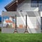 SSFMSF Pergola Transparent Tarpaulin Panel Outdoor Winter Curtains, with 2 Zippers Thickened Windshield PVC 0,5mm with Eyelets for Garden Balcony Outdoor Gazebo. (H:2.4m*W:2.8m | 500g/m²) Gray+Clear