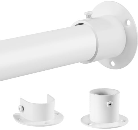 Extendable Wardrobe Rail,74-223cm， White clothes pole for wardrobe ，with End Sockets & Screws for Large bedroom wardrobes, balcony drying rods