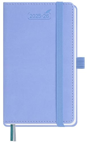 BEZEND Kalender 2025 2026 Klein Wochenplaner A6, 18-Monate Taschenkalender Juli 25-Dez 26, Buchkalender PU-Leder Hardcover mit Stifthalter - Kornblume