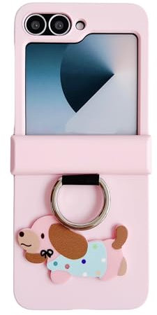 Casevita Custodia carina compatibile con Samsung Galaxy Z Flip 4 con anello, design anime divertente cartone animato protezione cerniera antiurto custodia protettiva per Z Flip 4 per donna rosa