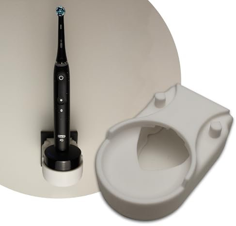 Halterung für Oral-B iO 10 – Zahnbürstenhalter für iO 10 – Steckdosenhalterung ohne Bohren – Zahnbürstenständer mit Kabelführung – Platzsparend & hygienisch – 3D-Druck - Made in Germany – Weiß