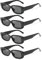 SEFIRST 4 Stück Vintage Sonnenbrille Damen und Herren, Retro Rechteckige Schmale Sonnenbrillen Schwarz, UV400-Schutz, 70er & 80er Jahre Stil, Sunglasses für karneval, Trendige Sonnenbrille Herren