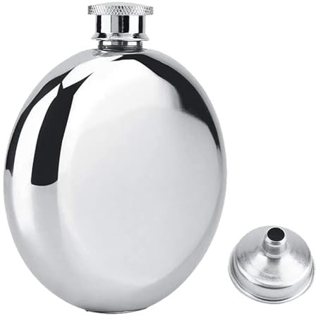 Flask Alcohol, Hip Flask with Funnel, Quality Stainless Steel Portable Round Alcohol Bottle for Men Women Outdoor, Camping, Travel, Beach, BBQ,Gifts (1pcs,140ml)