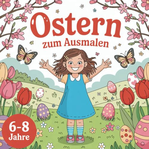 Ostern zum Ausmalen - 50 fröhliche Ausmalbilder für kreative Mädchen von 6 - 8 Jahren - So macht Ostern Spaß!: gut zur Förderung der Konzentration und Feinmotorik
