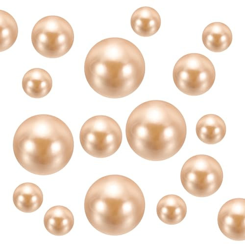 sourcing map 150Pcs Faux Pearl for Crafting, 8/14/20mm No Hole ABS Round Pearls for Vase Fillers, Jewelry Making, Cosmetic Boxes, DIY Parts, Table Scatter, Home Decoration, Rose Gold