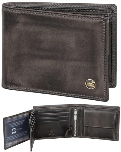 Fa.Volmer Leder Geldbörse Herren mit RFID-Schutz - extra-stabile Doppelnaht (9+4 Card - Basalt Grey)