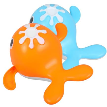 ERINGOGO 2 Stück Aufziehspielzeug Badewanne Wal Schwimmendes für Badewanne Pool Sicherem Abs Material Orange und Blau
