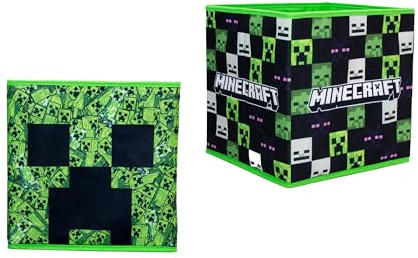 Minecraft Officially Licensed Storage Boxes | 2 pack Foldable Storage Cubes| Perfect For Organising Children's Room, Kids Playroom, 30 x 30cm
