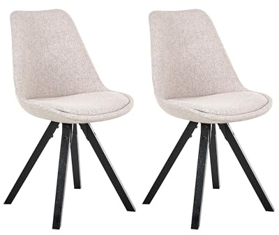Beliani Set of 2 Upholstered Fabric Dining Chairs Light Brown with Metal Legs HEDLEY