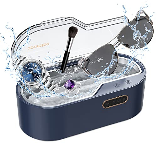 Ultraschallreinigungsgerät, 450ml Ultraschallreiniger Ultraschallgerät, 45kHz Brillenreinigungsgerät 4 Timer-Reinigungsmodi für Brillen, Uhren Ohrringe Zahnersatz Münzen Schmuck Ringe (Blau)