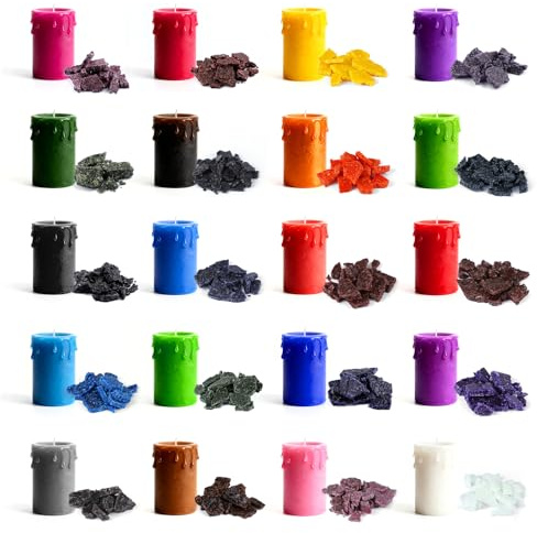 Kerzenfarbe Set, 20 Farben kerzen gießen Farbstoff, hohe Reinheit hochwertig Kerzenfarben für Kerzen selber machen, für DIY Kerzen bunt, geeignet für Sojawachs, Palmwachs DIY Kerzen, je 5g