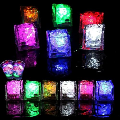 12 Stück Leuchtende Eiswürfel Diamant Led Eiswürfel Leuchtwürfel Badewanne Led Eiswürfel für Bars Partys Hochzeiten Clubs Champagner -Turmdekorationen Partybeleuchtung