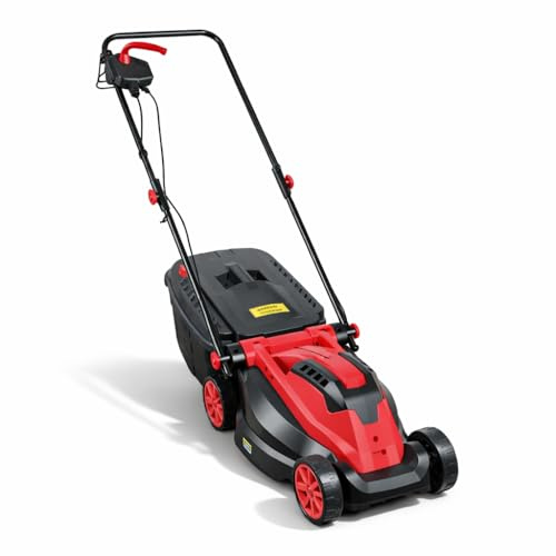 Tagliaerba Elettrico 1400W – Tosaerba Elettrico 32 cm con Cesto 30L, 3 Altezze di Taglio – Rasaerba Leggero e Compatto per Giardino, Prato e Aree Verdi