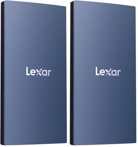 Lexar ES3 External SSD 1TB, USB3.2 Gen2 Portable SSD, PSSD up to 1050MB/s Read, 1,000MB/s Write, External Solid State Drive Compatible with iPhone15 Series/Mac/PS5/XBOX/Laptop/PC (Blue) (Pack of 2)