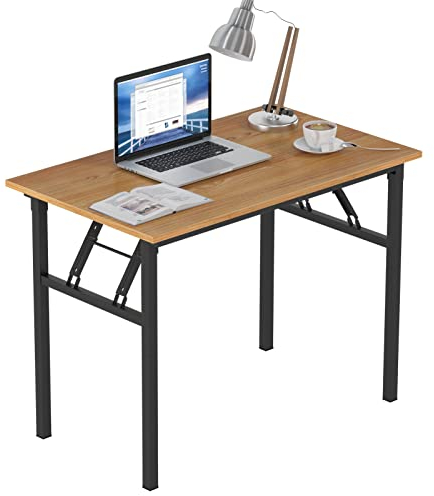 Need Klapptisch kleiner Computertisch Schreibtisch 100CM Klappbar und Montagefrei,Tisch aus E1 Holzwerkstoffen und Stahlrahmen,Konferenztische,PC Tisch Bürotisch Esstisch für Zuhause und Büro,100*60CM