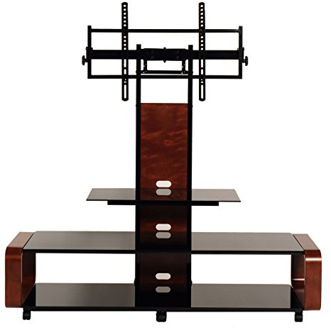 TransDeco TV Stand For 35-85 TV , Dark Oak/Black