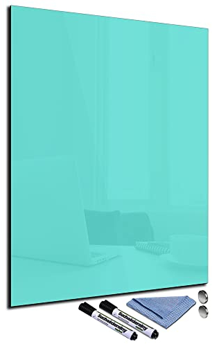 Glas-Magnettafel Türkis 60x80 Pinnwand Wand mit Zubehör Whiteboard Küche Deko Büro Office