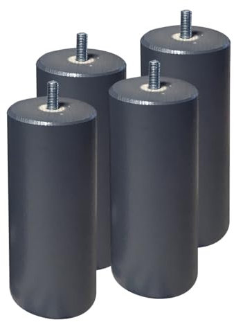 AltoBuy ELEA - Jeu de 4 Pieds 15 cm Gris Anthracite pour sommier tapissier
