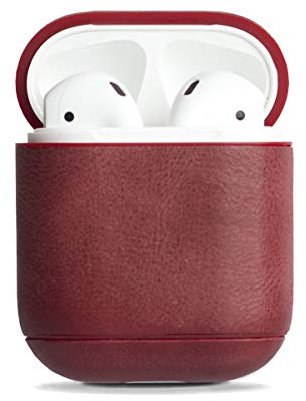 Krusell Schutzhülle kompatibel mit Apple AirPods und Apple AirPods 2 Case Echtleder (Vintage Rot)