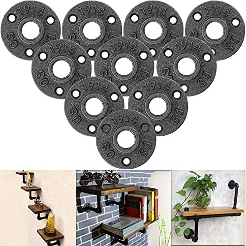STARVAST Bodenflansch, Gusseisen, Gewindeanschluss, 3 Löcher, für Rohre, 1/2 Zoll (12,7 mm), Möbel, Basteln, 10 Stück