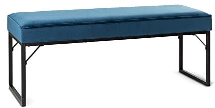 LIFA LIVING Sitzbank mit Samtbezug und Polsterung, Polsterbank für den Innenbereich, Schlafzimmer, Wohnzimmer, Flur, Bank aus Samt, Holz & Metall, max. 100 kg