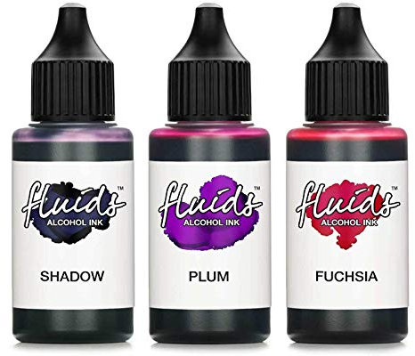 Octopus 3X 30 ml Fluids Alcohol Ink Set Shadow, Plum, Fuchsia Alkohol Ink, Alkoholtinte für Fluid Art, Resin Art und Epoxidharz Farbe