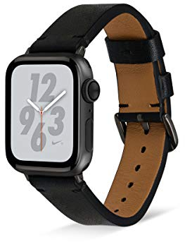 Artwizz WatchBand Leather Band Progettato per Apple Watch Series 5 4 3 2 1 (42 mm & 44 mm) - Cinturino da Polso di Ricambio in Vera Pelle con Adattatore - Nero