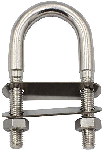 U-Bolzen mit 2 Platten und 2 Muttern DIN934 M5 X 48 mm - (2 Stück) - Edelstahl A4 - Bügelbolzen, Gewindebügel I BOOTSTEILE BRAUER®