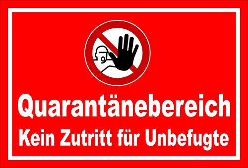 Melis-Folienwerkstatt Schild Quarantäne-Bereich - 15x10cm - Bohrlöcher - 3mm Aluverbund – 20 VAR S00225-024-D