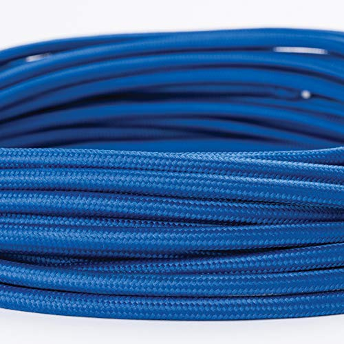 ORION LIGHTSTYLE Textilkabel für Lampen, 5 m Blau, 3-adrig, (3x 0,75 mm²) - Kunststoff Stromkabel mit Erdleiter, Textil ummantelt