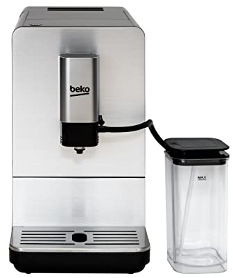 BEKO, Machine expresso automatique, 1350 W / 15 bars, Capacité café : 125 g, eau 1,4L, Système autonettoyant, 5 niveaux de broyage, Arrêt automatique, Carafe à lait et mousseur intégrés, Inox