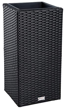 ESTEXO Polyrattan Blumentopf Übertopf Pflanztopf Blumenkübel Rattan Pflanzkübel Topf (60 cm/Schwarz)