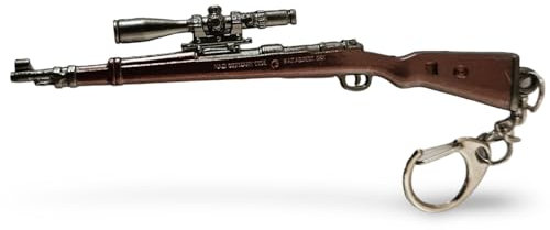Pidak Portachiavi in Metallo a Forma di Fucile in Legno Tedesco 12 cm Kar98k
