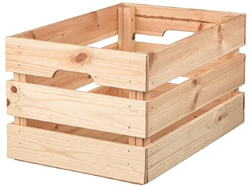 KNAGGLIG Aufbewahrungsbox aus Holz, Kiste aus Kiefernholz, robust, strapazierfähig, 46 x 31 x 25 cm