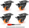 Möbelrollen 40mm Doppelverriegelung Lenkrollen mit 360-Grad-Drehung, 4 Stück geräuscharm und markenlos feststellbare Rollen mit Schrauben (orange)...