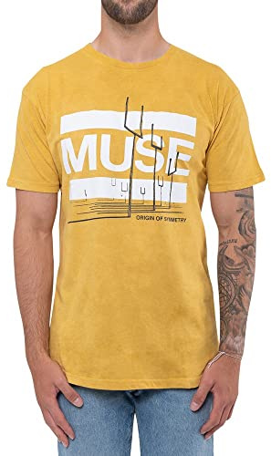 Muse T Shirt Origin of Symmetry Official Mens Orange Yellow Mineral Wash XL