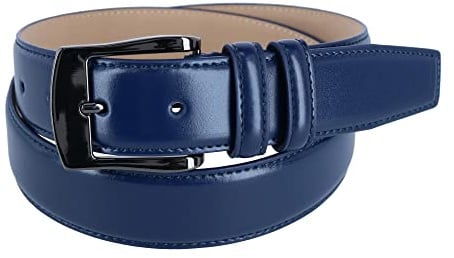 CTM Men's Basic Dress Belt, 34, Navy