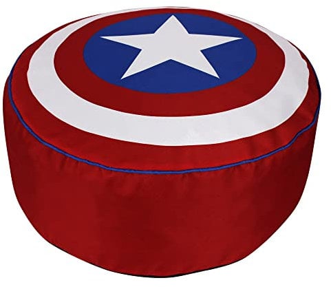 Marvel Captain America Schild-Kinder-Sitzsack, 100 % Polyestergewebe, Polyurethan-Schaum-Füllung, abnehmbare Bezüge mit Reißverschluss, 60 x 60 x 30 cm (L x B x H), rot